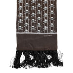 Dolce & Gabbana Brown Skulls Print Fringes Foulard Scarf MS7528