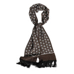Dolce & Gabbana Brown Skulls Print Fringes Foulard Scarf MS7528