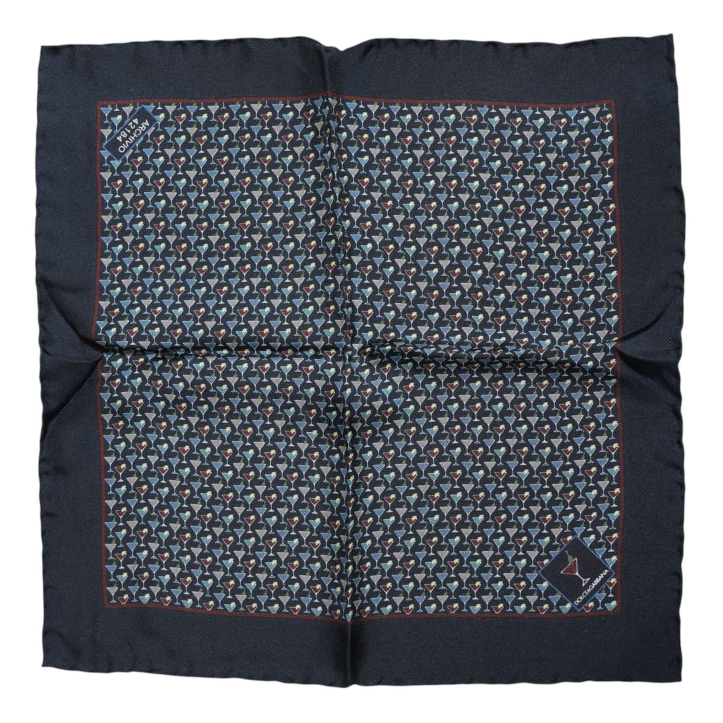 Dolce & Gabbana Blue Cocktail Silk Square Foulard Scarf MS7543