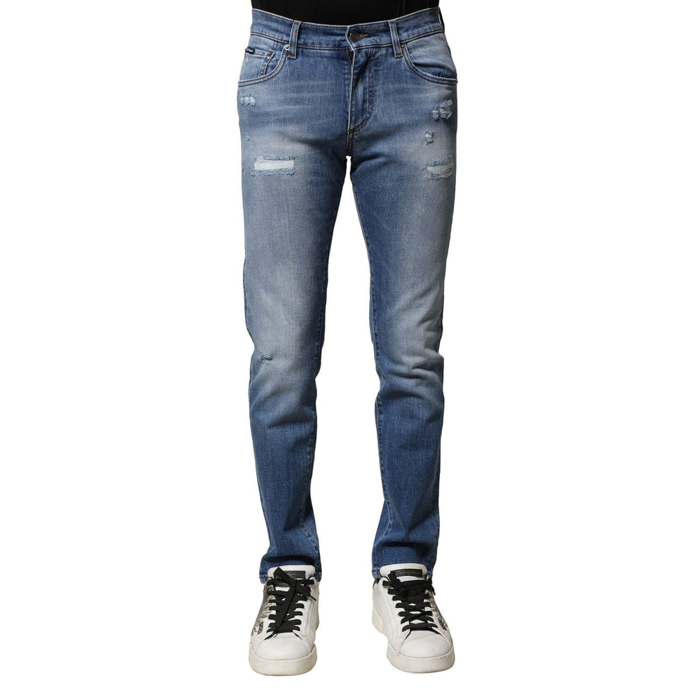 Dolce & Gabbana Blue Washed Cotton Skinny Men Denim Jeans PAN74930-44