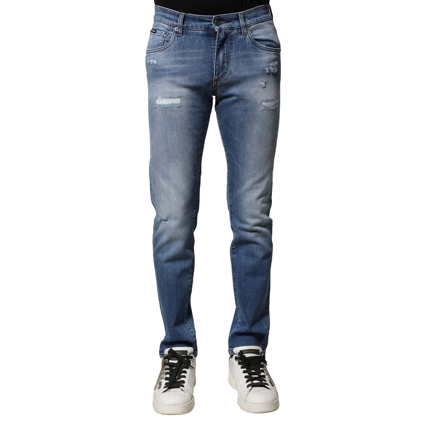Dolce & Gabbana Blue Washed Cotton Skinny Men Denim Jeans PAN74930-44