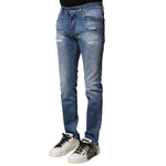 Dolce & Gabbana Blue Washed Cotton Skinny Men Denim Jeans PAN74930-44
