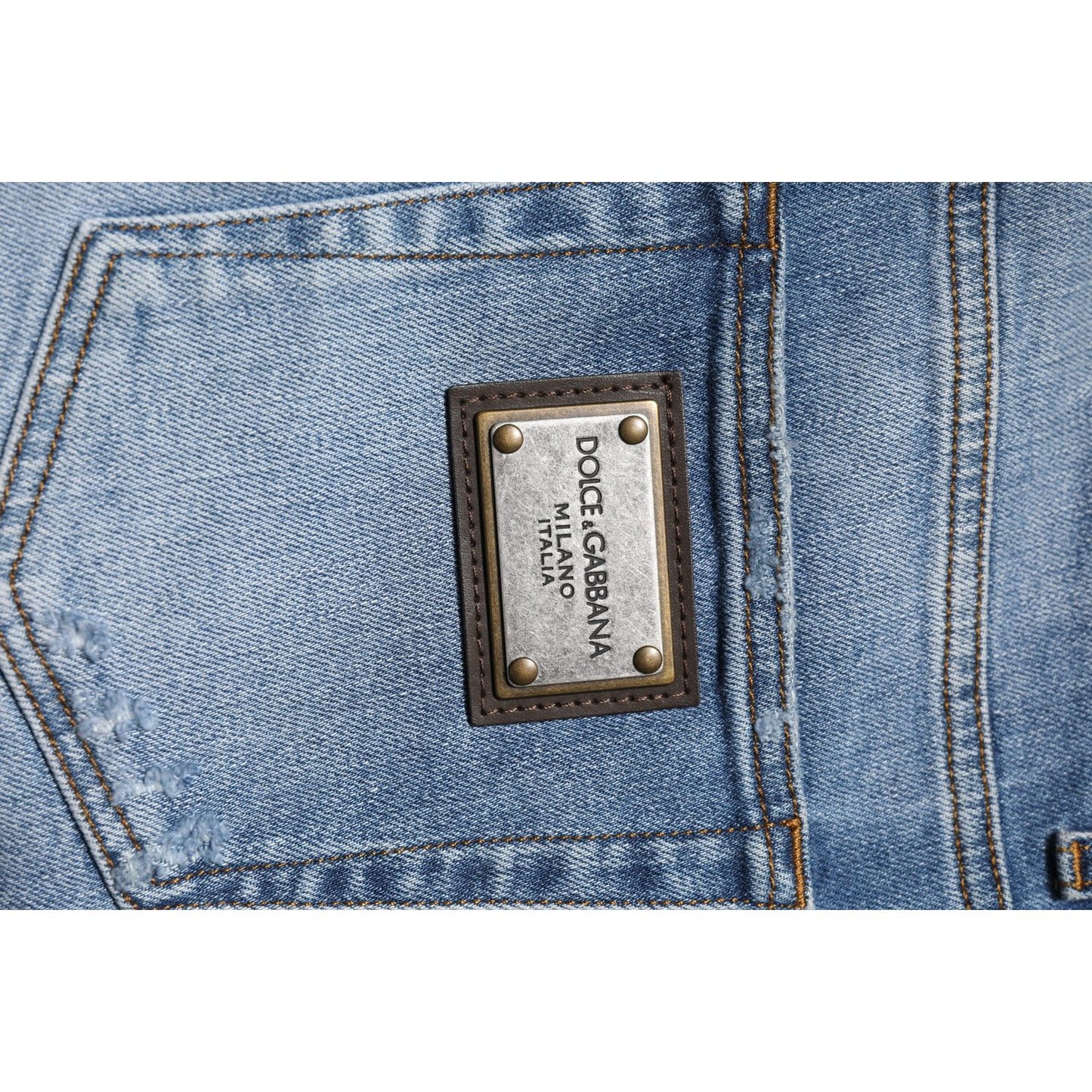 Dolce & Gabbana Blue Washed Cotton Skinny Men Denim Jeans PAN74930-44