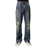 Dolce & Gabbana Blue Cotton Tattered Men Denim Jeans PAN75857-46