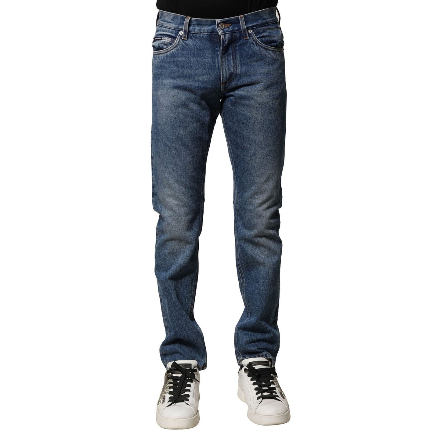 Dolce & Gabbana Blue Cotton Stretch Slim Fit Men Denim Jeans PAN75939-44