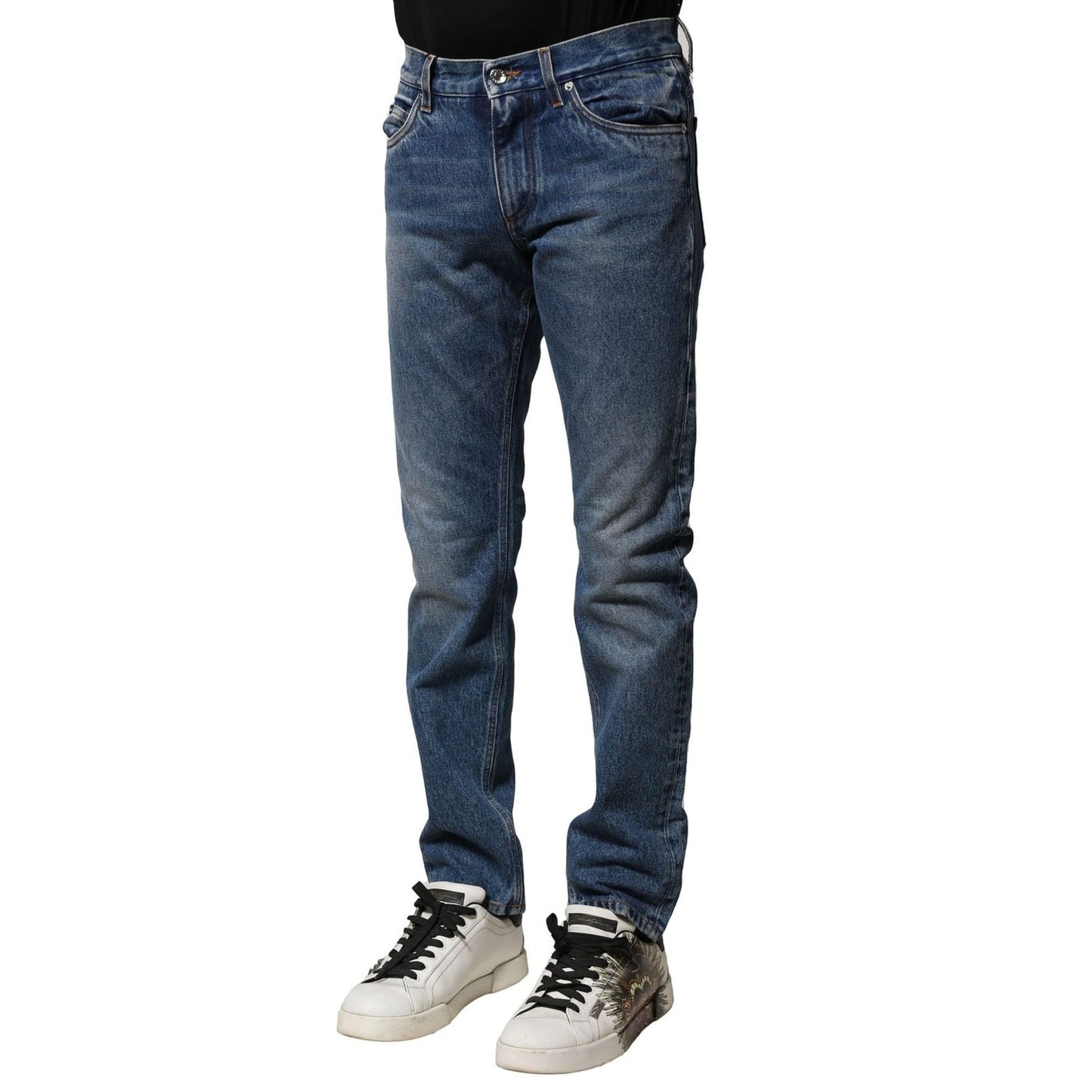 Dolce & Gabbana Blue Cotton Stretch Slim Fit Men Denim Jeans PAN75939-44