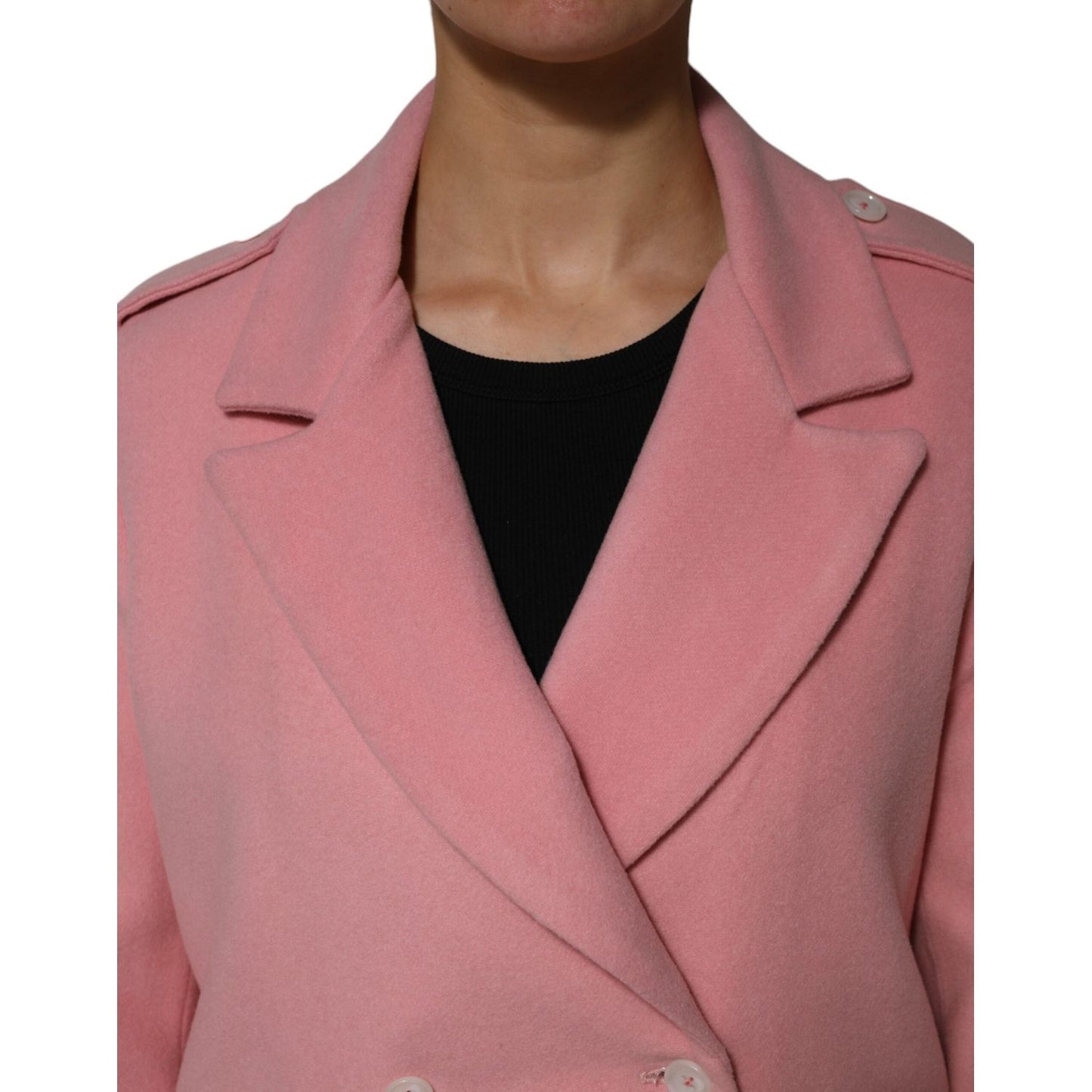 PINK MEMORIES Pink Wool Double Breasted Blazer Coat Jacket JKT41460-42