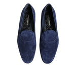 Dolce & Gabbana Blue Velvet DG Logo Loafers Formal Shoes MV7472-44