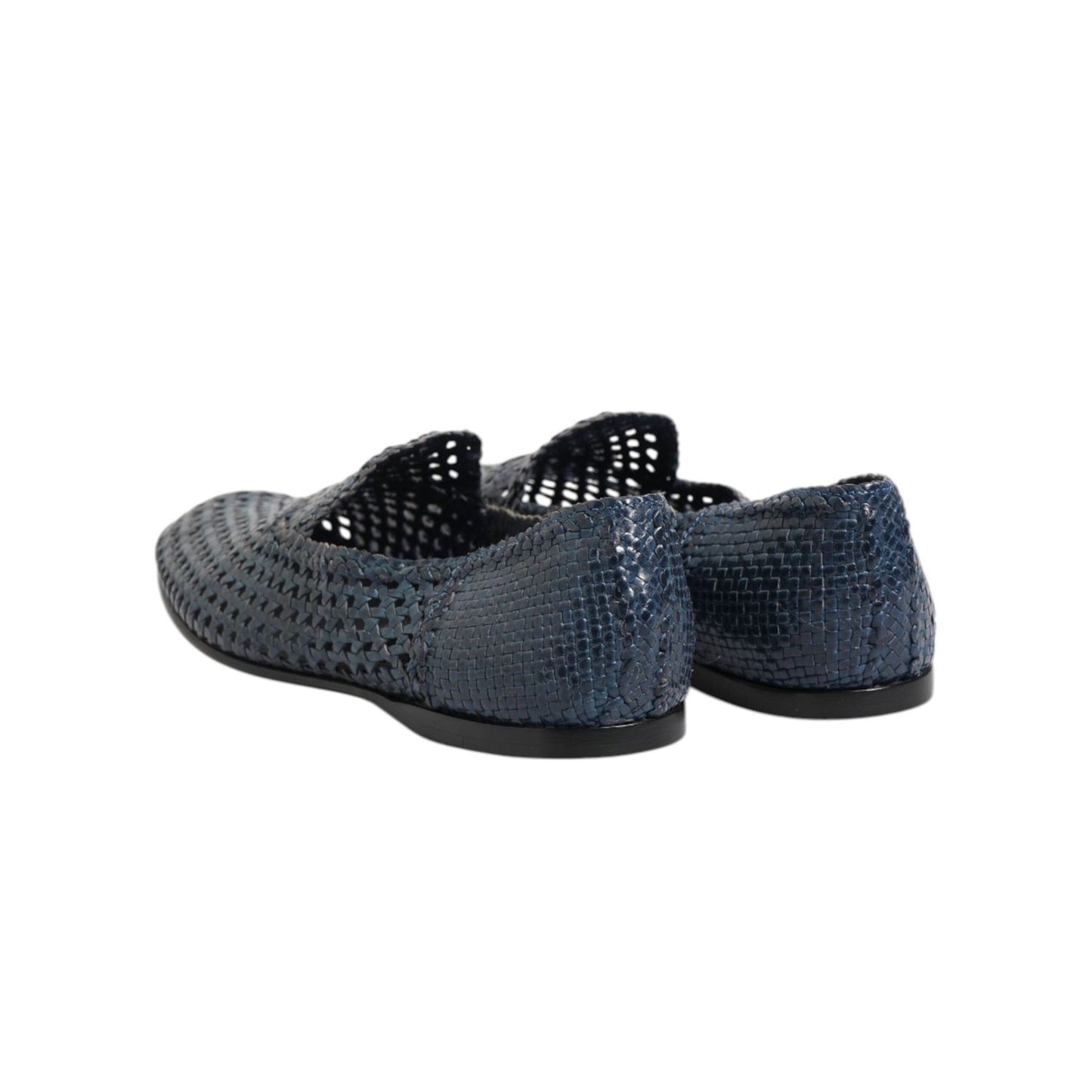 Dolce & Gabbana Blue Woven Leather Slip On Loafers Shoes MV7474-41