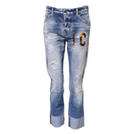 Dsquared² Blue Washed Cotton Mid Waist Skinny Denim Jeans PAN74481-38