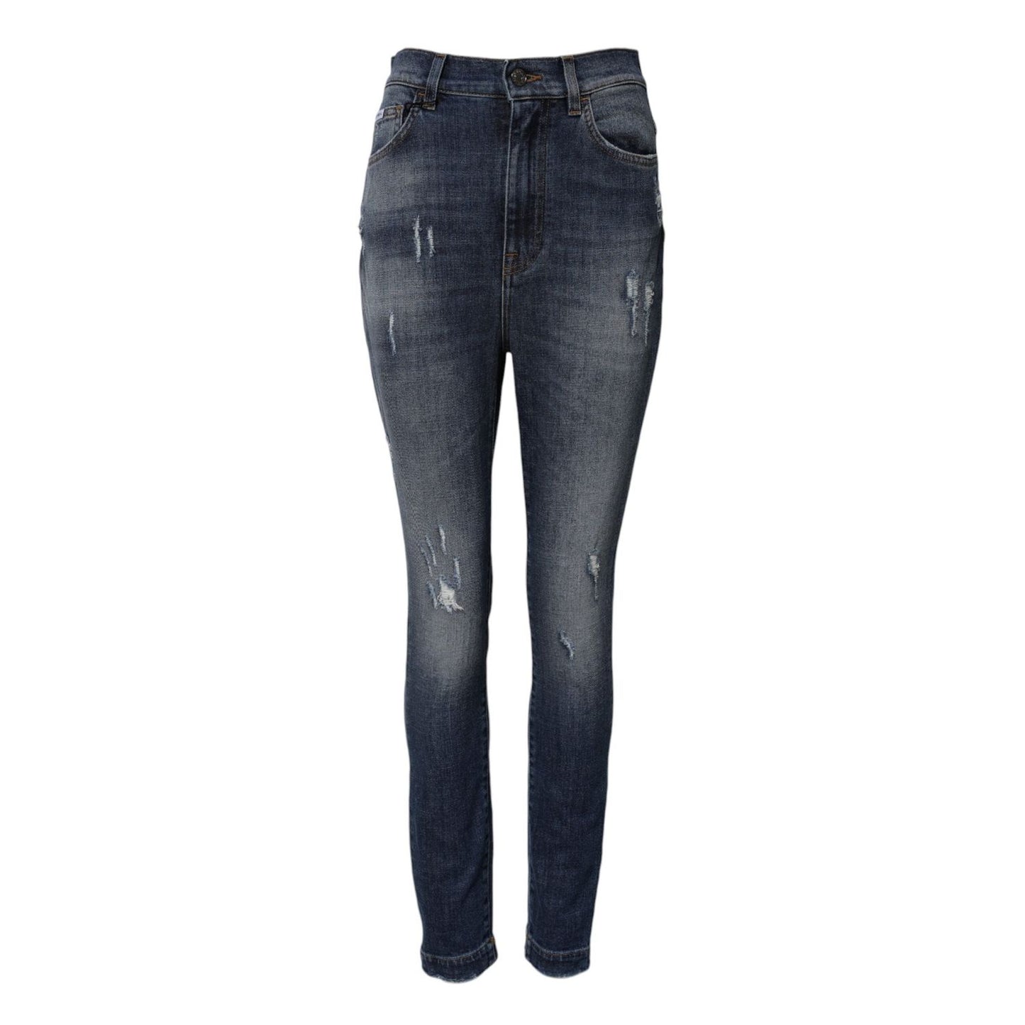 Dolce & Gabbana Blue Washed Cotton High Waisted Denim Jeans PAN76282-40