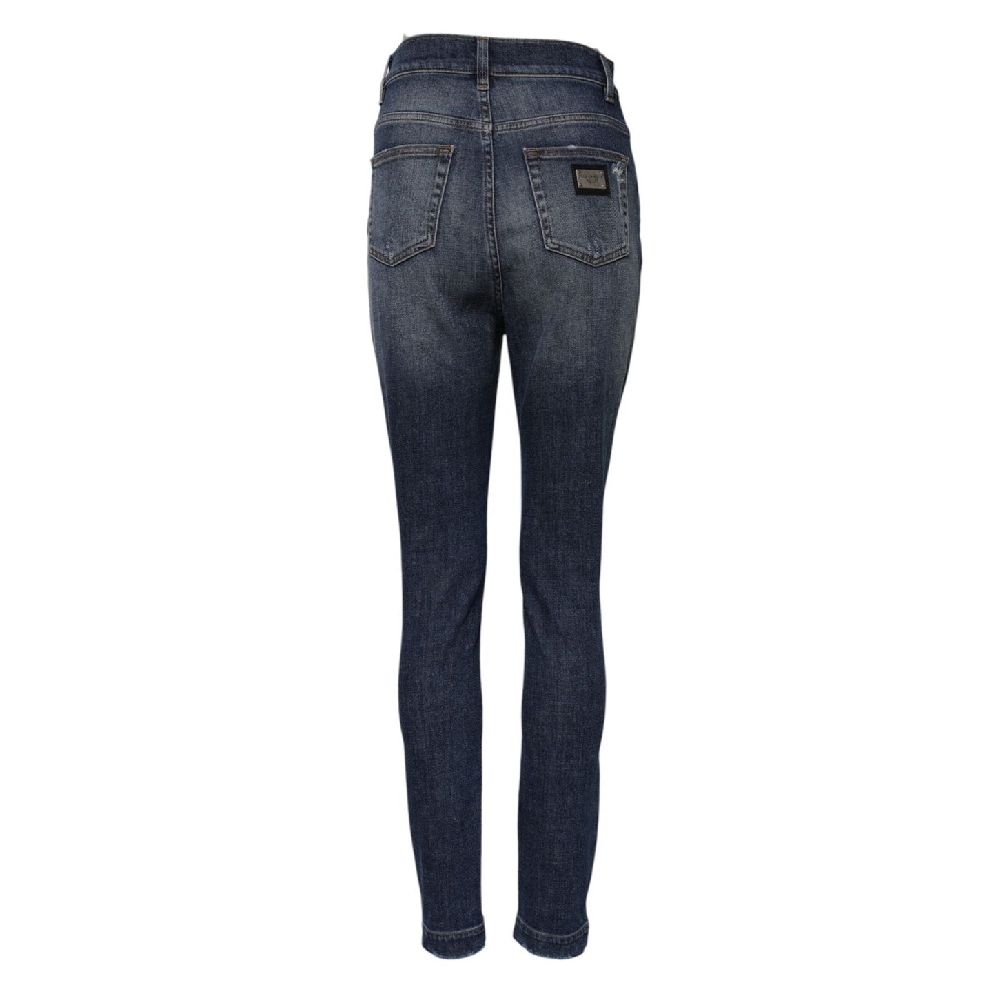 Dolce & Gabbana Blue Washed Cotton High Waisted Denim Jeans PAN76282-40