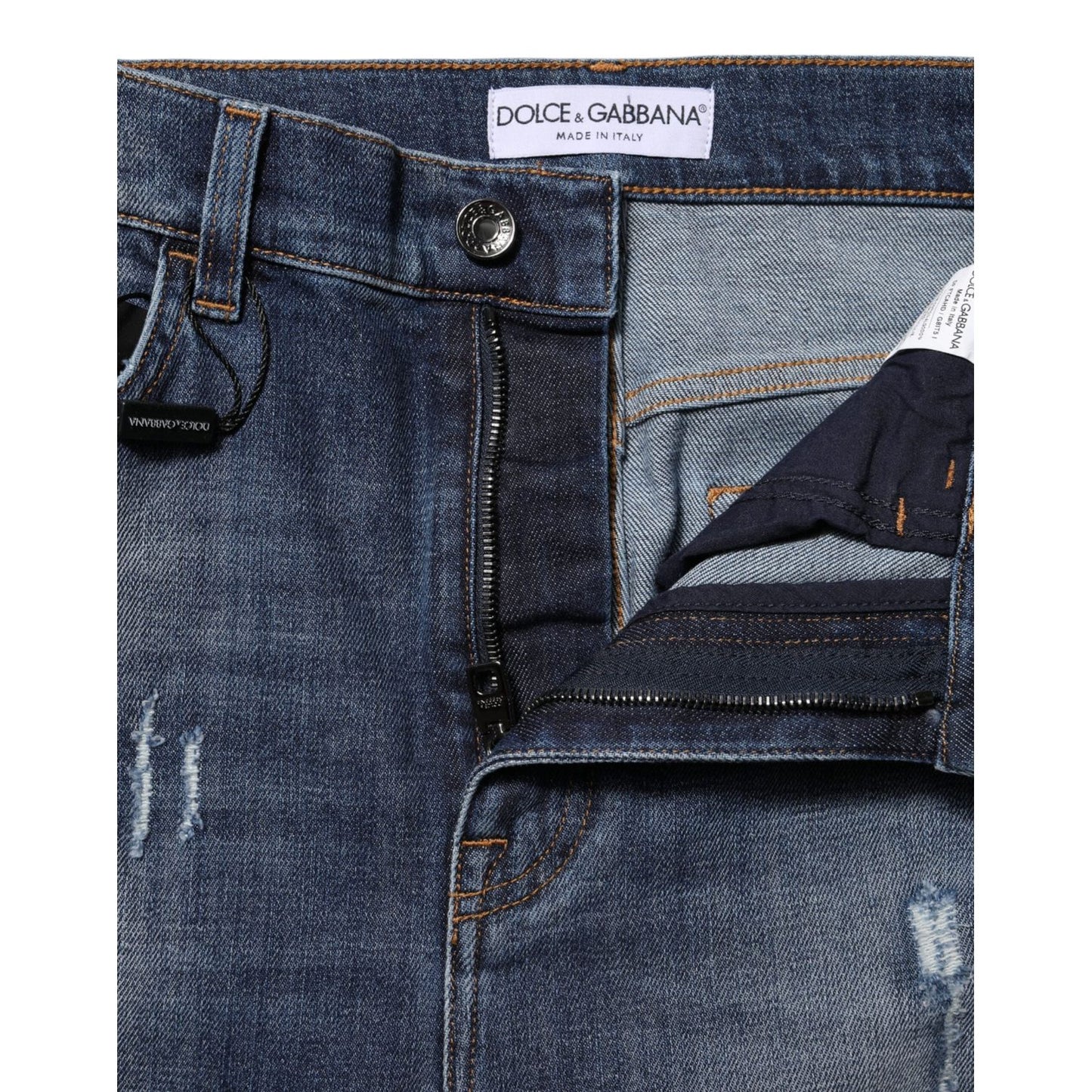 Dolce & Gabbana Blue Washed Cotton High Waisted Denim Jeans PAN76282-40