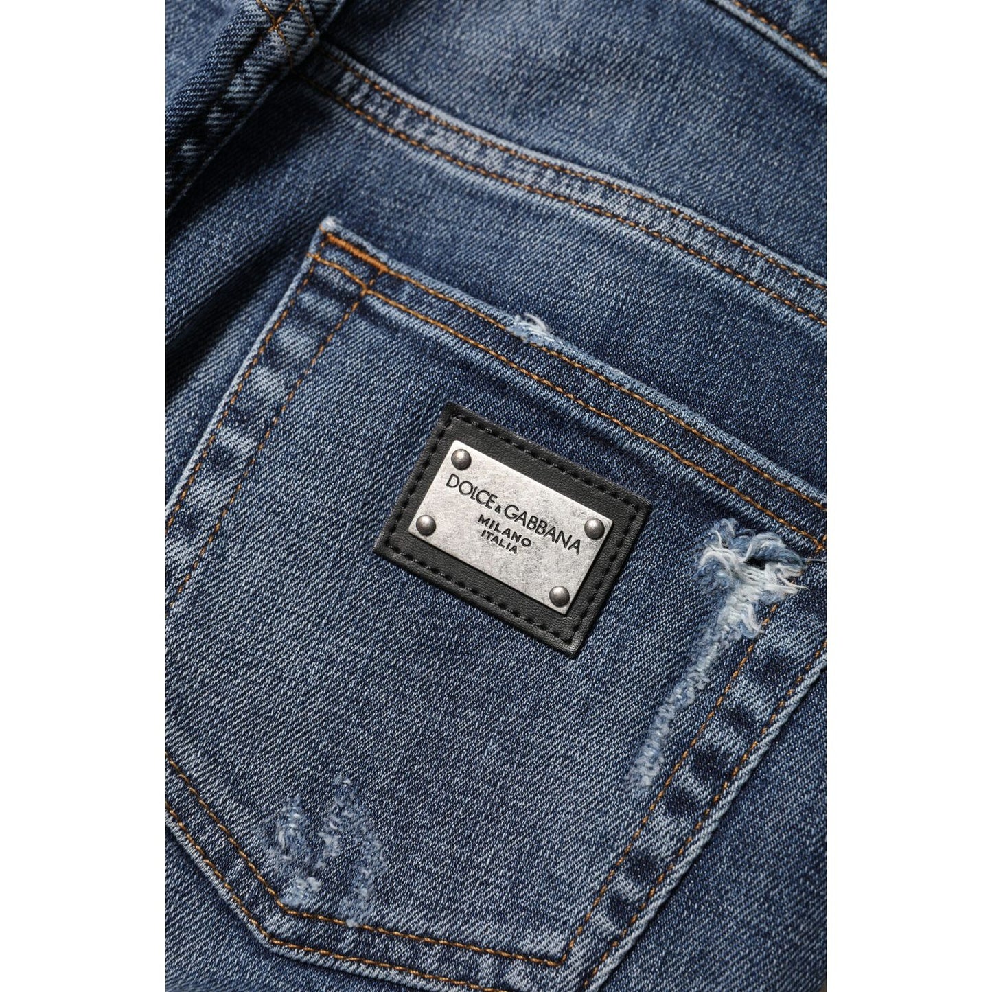 Dolce & Gabbana Blue Washed Cotton High Waisted Denim Jeans PAN76282-40