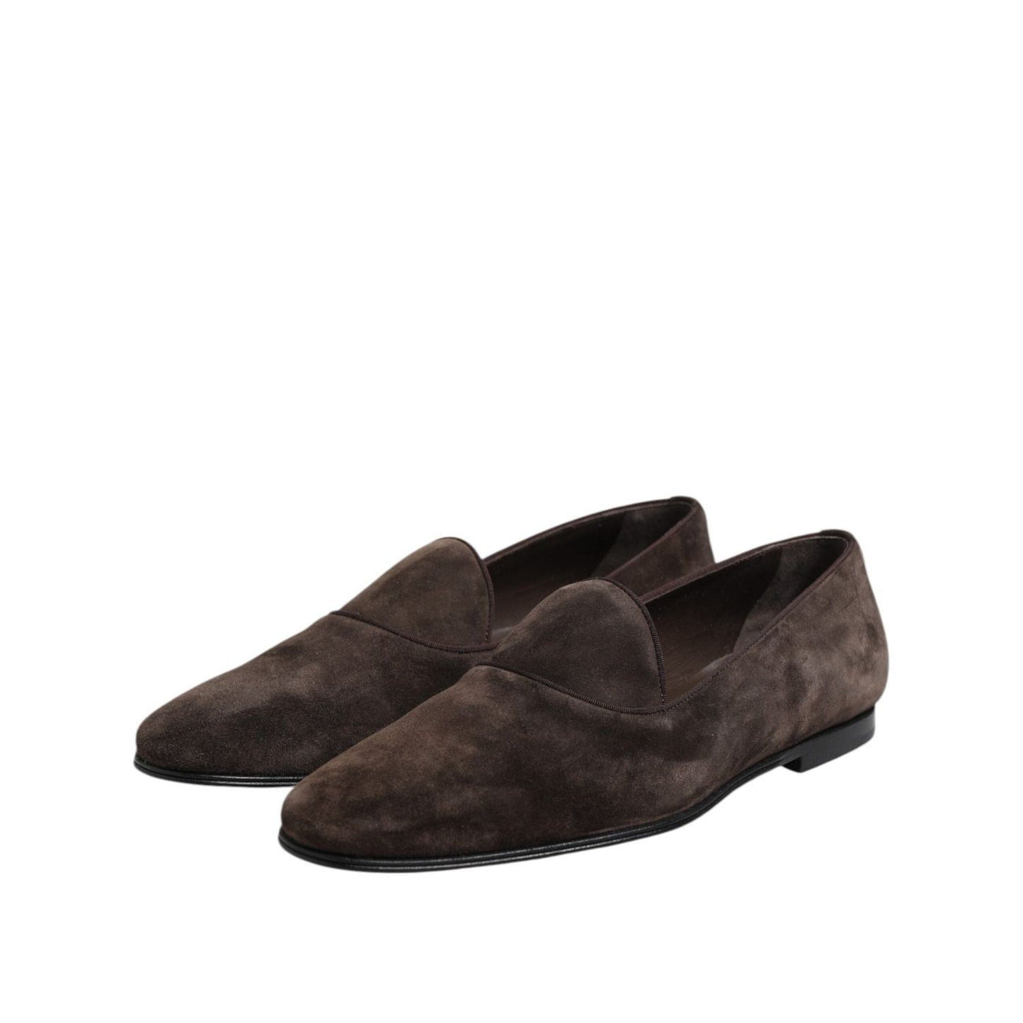 Dolce & Gabbana Brown Velvet Leather Slip On Loafers Shoes MV7488-40