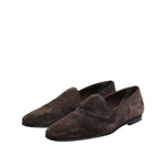 Dolce & Gabbana Brown Velvet Leather Slip On Loafers Shoes MV7488-40