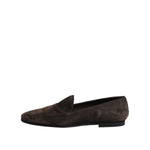 Dolce & Gabbana Brown Velvet Leather Slip On Loafers Shoes MV7488-40
