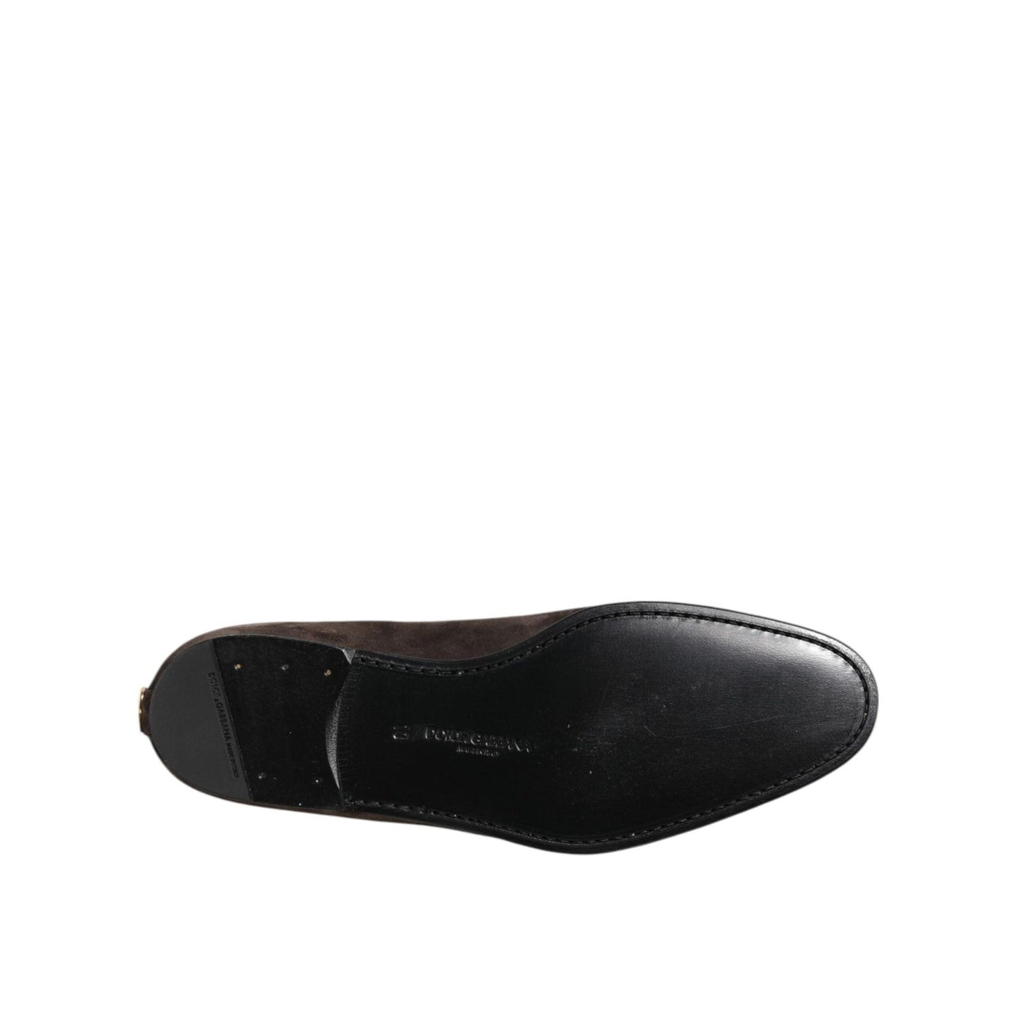 Dolce & Gabbana Brown Velvet Leather Slip On Loafers Shoes MV7488-40