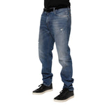 Dolce & Gabbana Blue Washed Cotton Logo Plaque Denim Jeans PAN76351-54