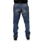 Dolce & Gabbana Blue Washed Cotton Logo Plaque Denim Jeans PAN76351-54