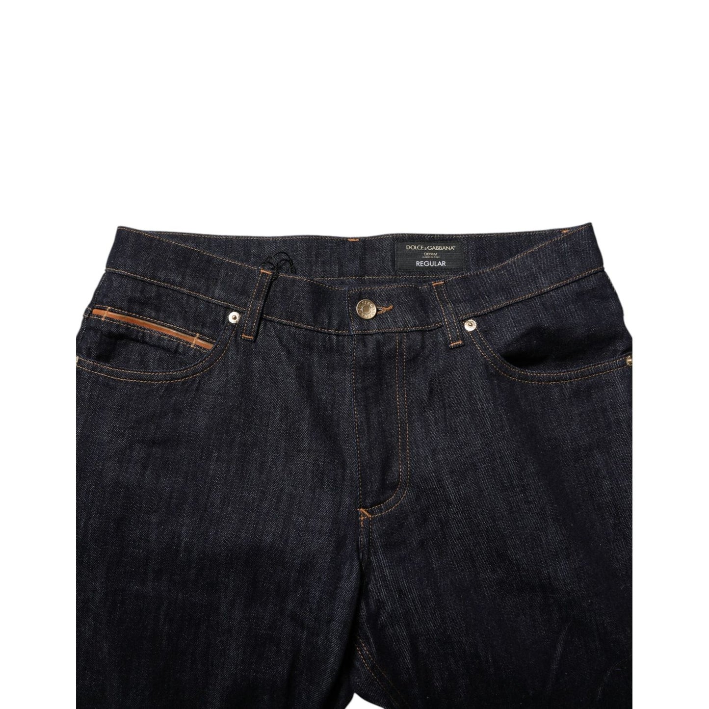 Dolce & Gabbana Dark Blue Cotton Logo Plaque Men Denim Jeans PAN76354-48