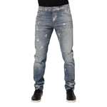 Dolce & Gabbana Blue Cotton Tattered Slim Fit Men Denim Jeans PAN76359-50