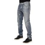Dolce & Gabbana Blue Cotton Tattered Slim Fit Men Denim Jeans PAN76359-50