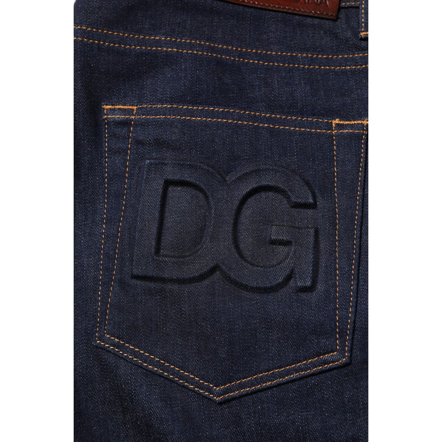 Dolce & Gabbana Dark Blue Cotton Logo Slim Fit Men Denim Jeans PAN76361-48