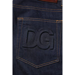 Dolce & Gabbana Dark Blue Cotton Logo Slim Fit Men Denim Jeans PAN76361-48