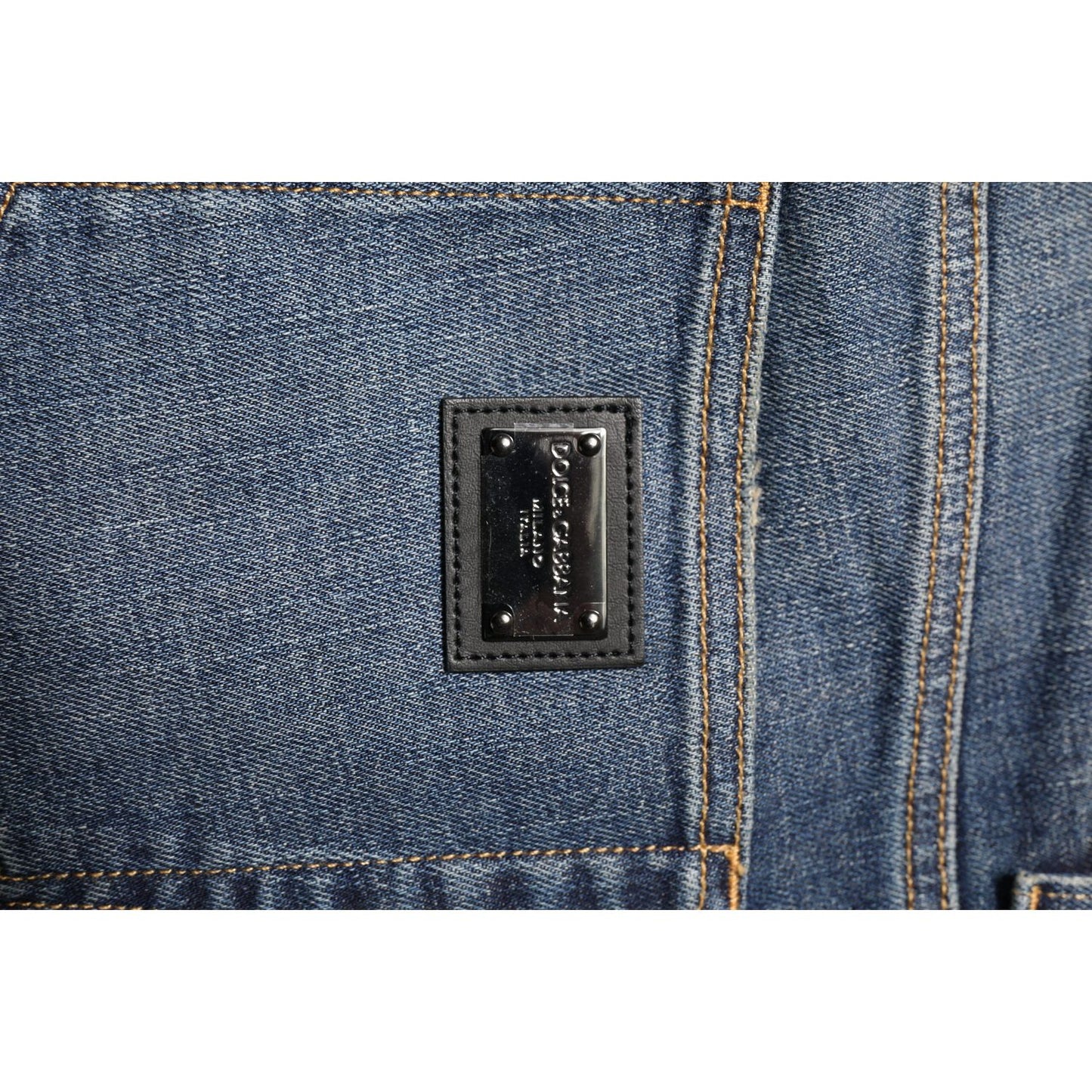 Dolce & Gabbana Blue Washed Skinny Logo Plaque Men Denim Jeans PAN76366-48