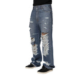 Dolce & Gabbana Blue Tattered Cotton Logo Plaque Denim Jeans PAN76534-48