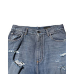 Dolce & Gabbana Blue Tattered Cotton Logo Plaque Denim Jeans PAN76534-48