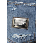 Dolce & Gabbana Blue Tattered Cotton Logo Plaque Denim Jeans PAN76534-48