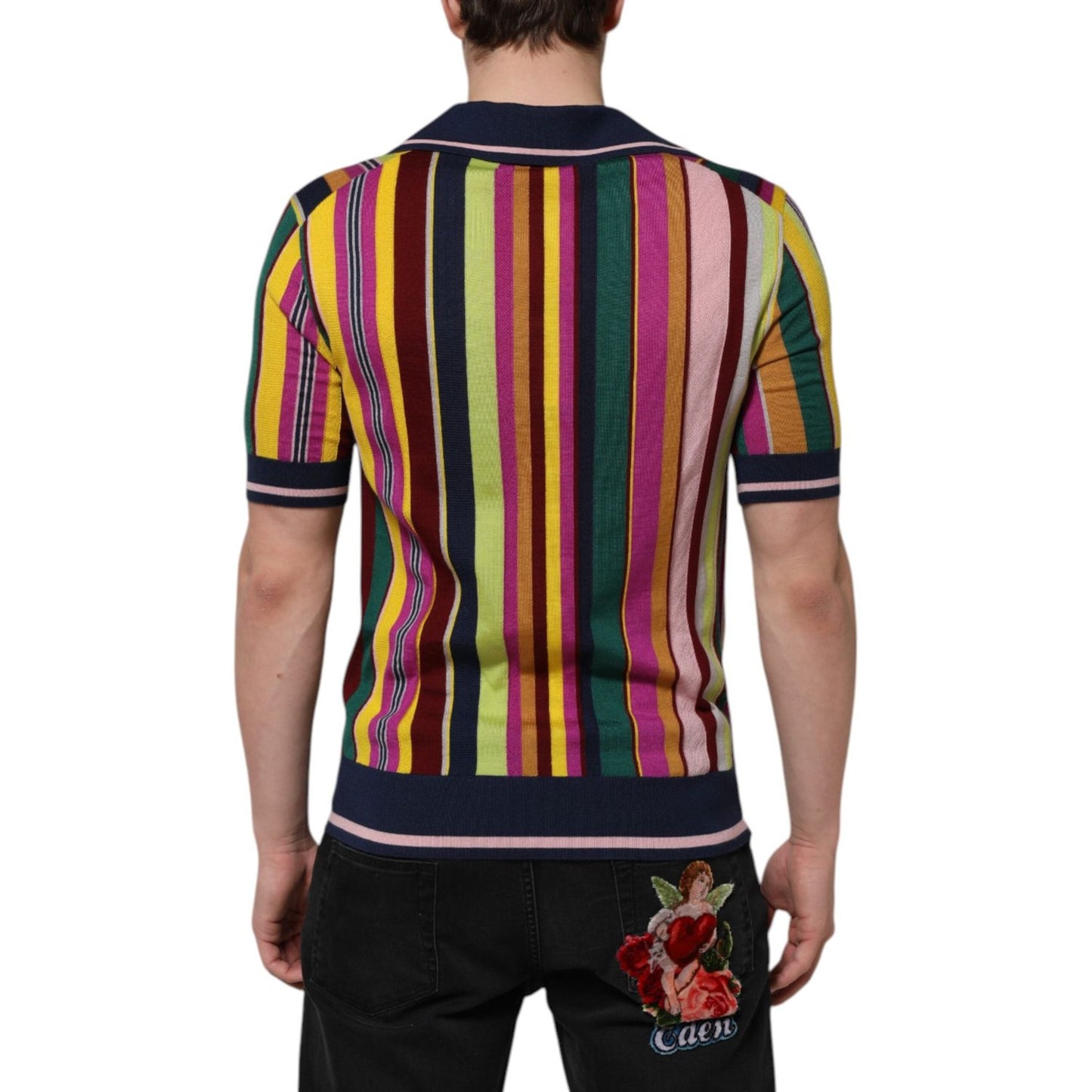 Dolce & Gabbana Multicolor Stripes Collared Men Polo T-shirt THS90357-48