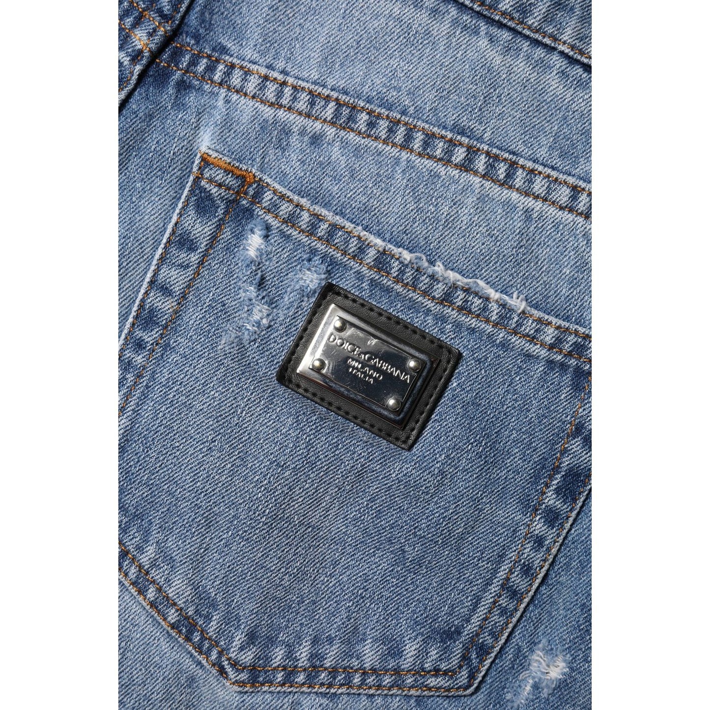 Dolce & Gabbana Blue Logo Plaque Denim Cotton Hot Pants Shorts PAN74923-40