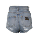 Dolce & Gabbana Blue Tattered Denim Cotton Hot Pants Shorts PAN74924-40