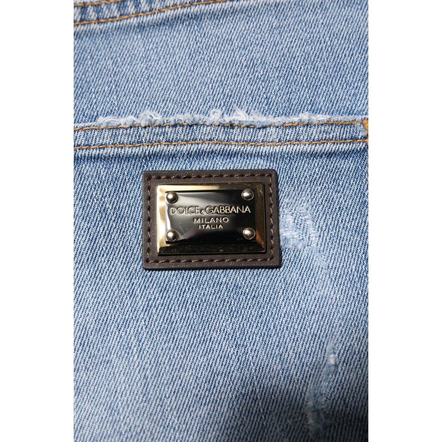 Dolce & Gabbana Blue Tattered Denim Cotton Hot Pants Shorts PAN74924-40