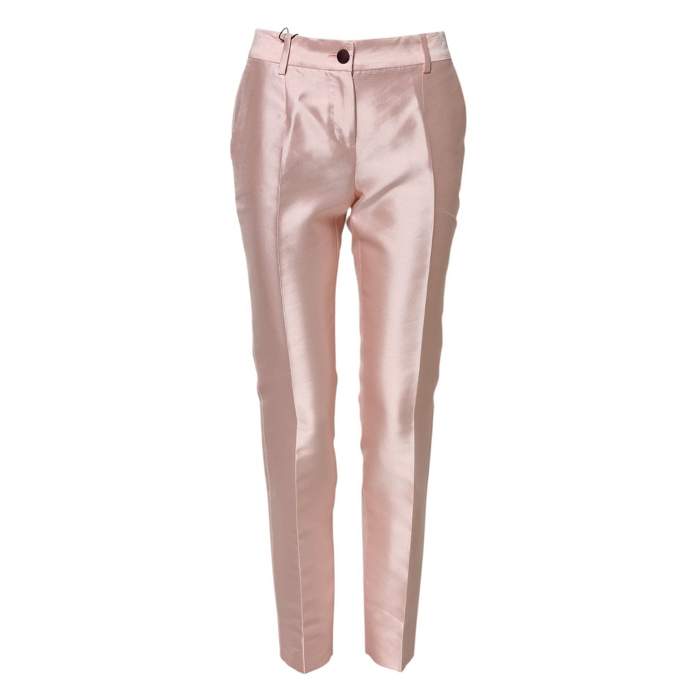Dolce & Gabbana Pink Satin High Waist Tapered Pants PAN75123-36