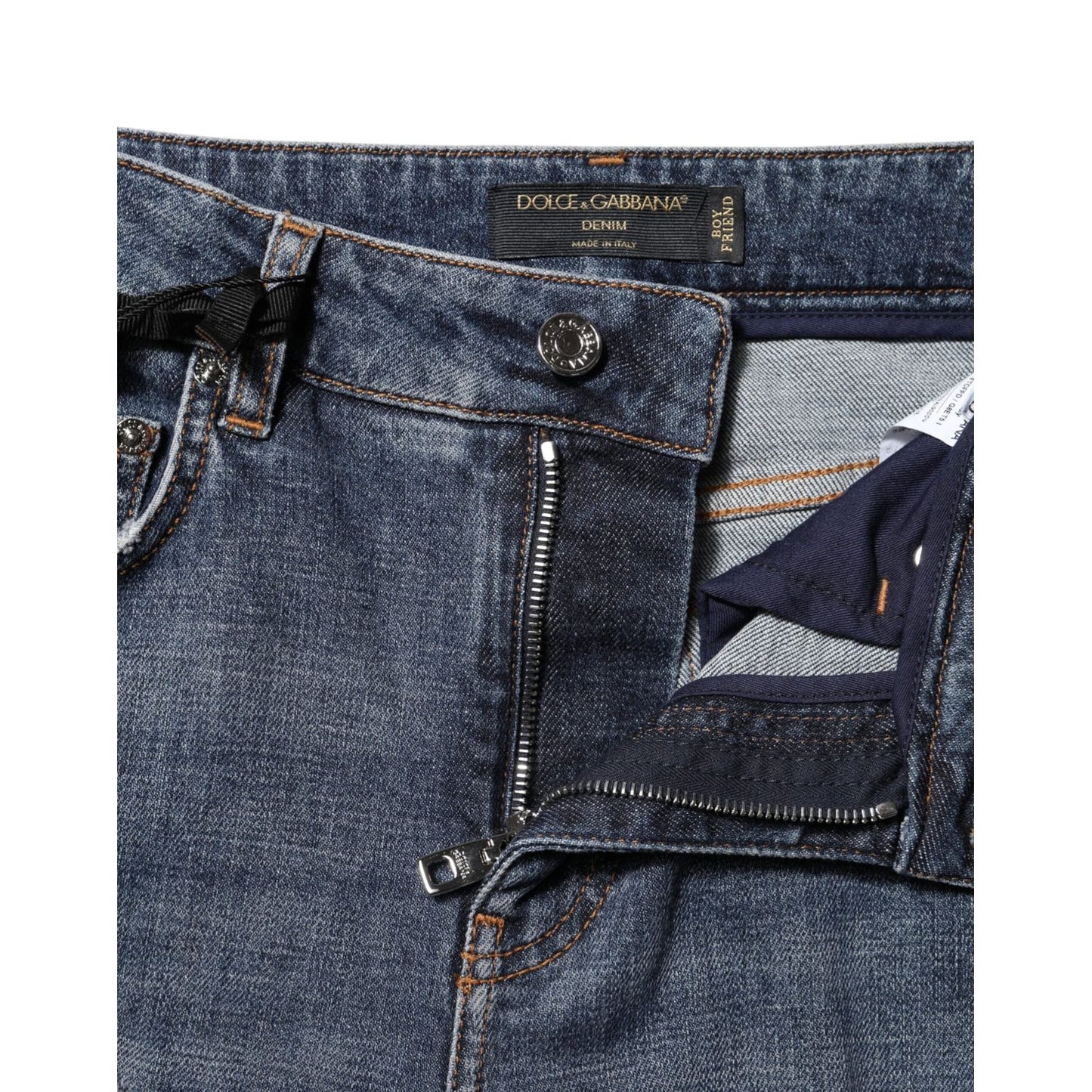 Dolce & Gabbana Blue Cotton Boyfriend Tattered Denim Jeans PAN75681-38