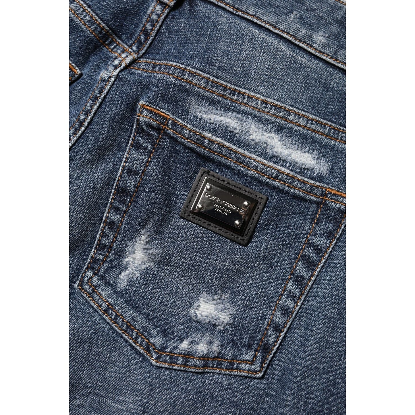 Dolce & Gabbana Blue Cotton Boyfriend Tattered Denim Jeans PAN75681-38
