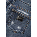 Dolce & Gabbana Blue Cotton Boyfriend Tattered Denim Jeans PAN75681-38