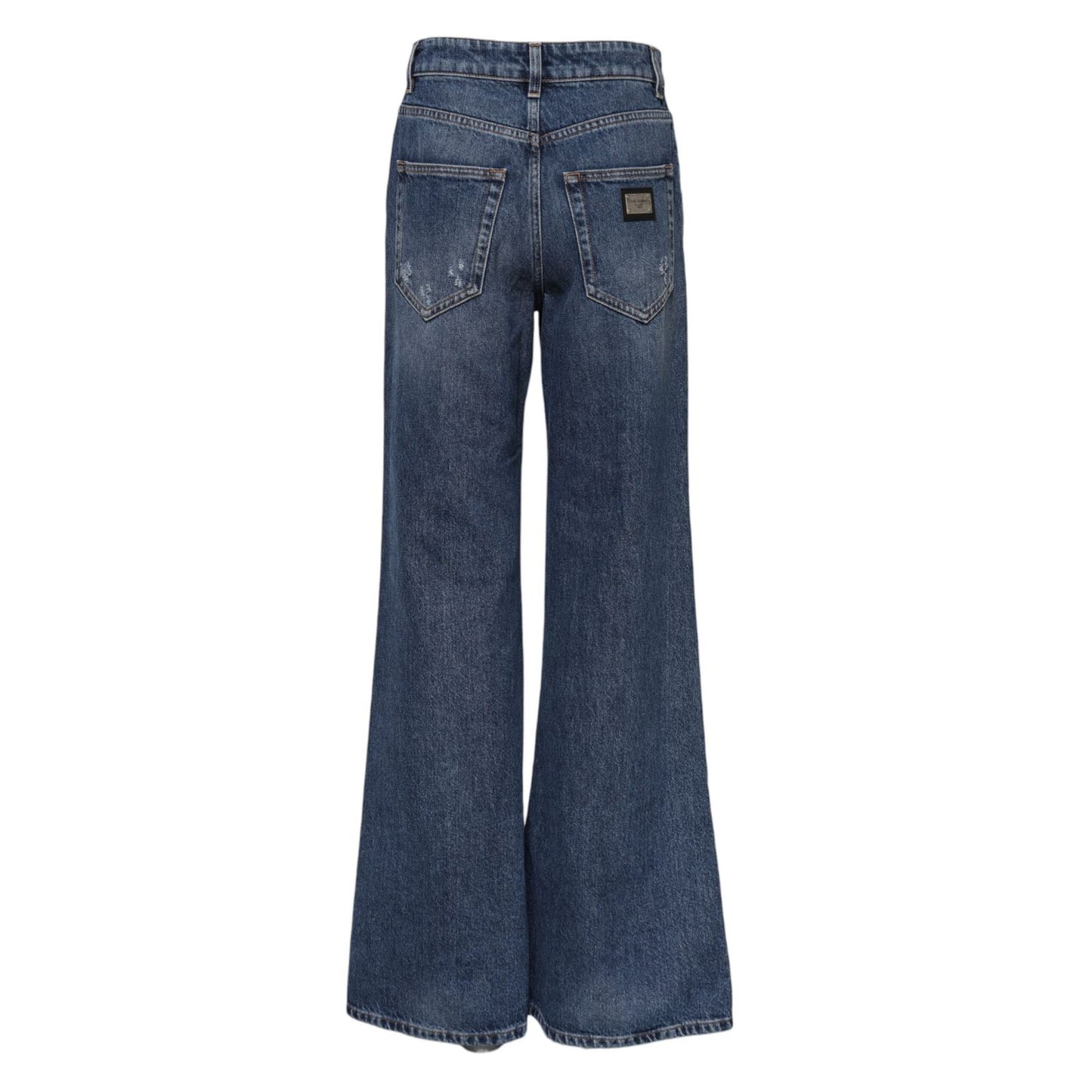Dolce & Gabbana Blue Cotton Wide Leg Tattered Denim Jeans PAN75976-36