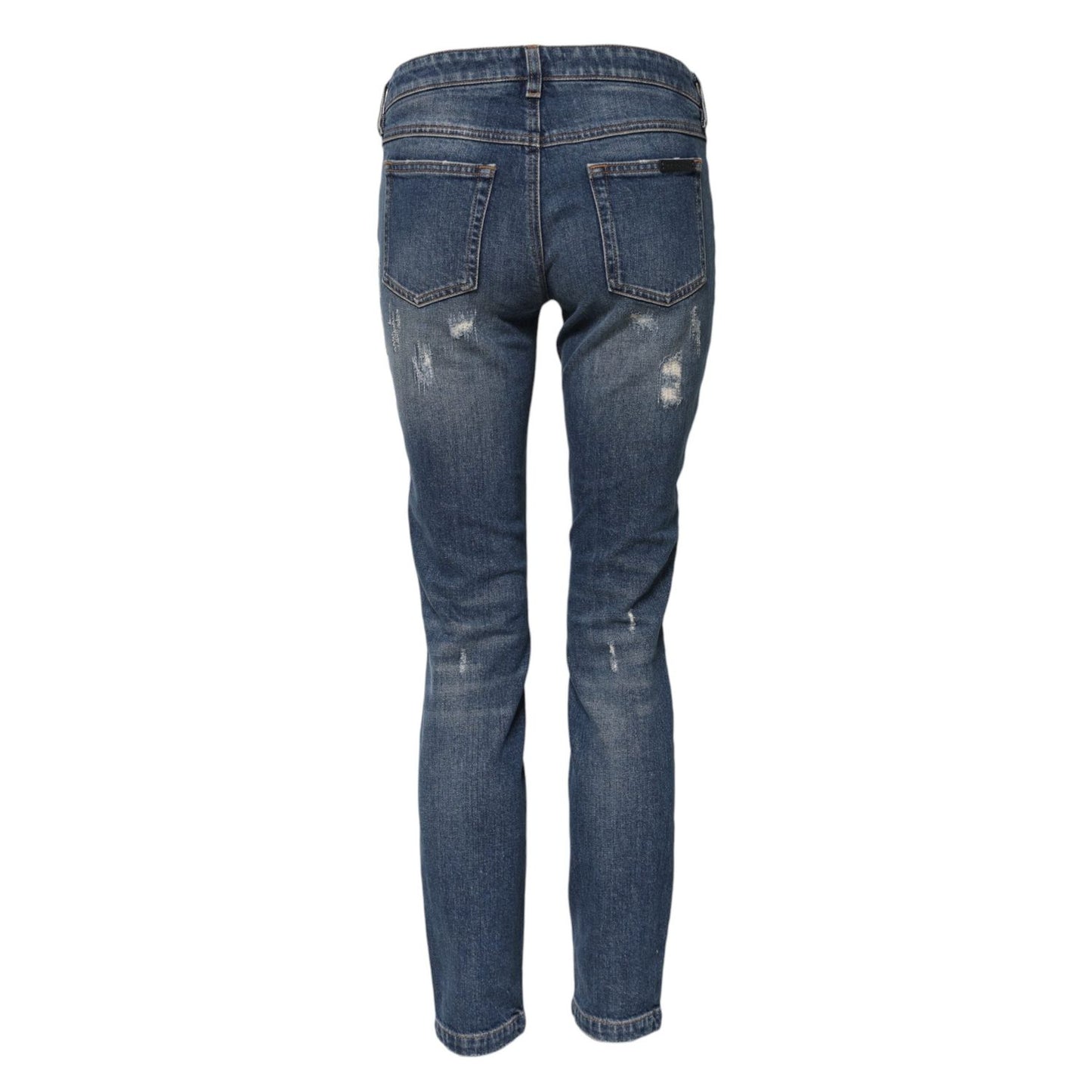 Dolce & Gabbana Blue Play Card Embroidery Skinny Denim Jeans PAN75995-38