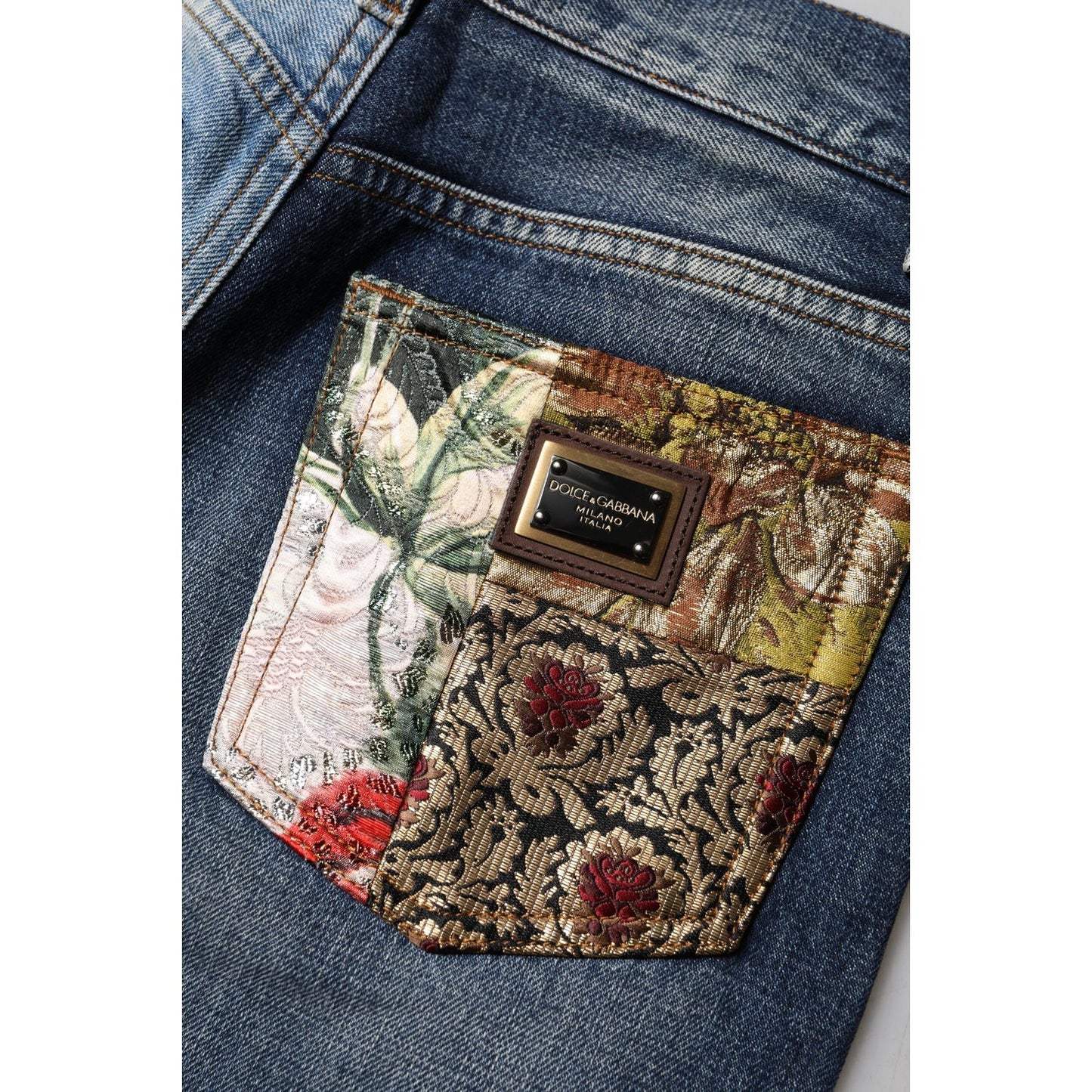 Dolce & Gabbana Multicolor Patchwork Tapered Denim Jeans PAN76253-38