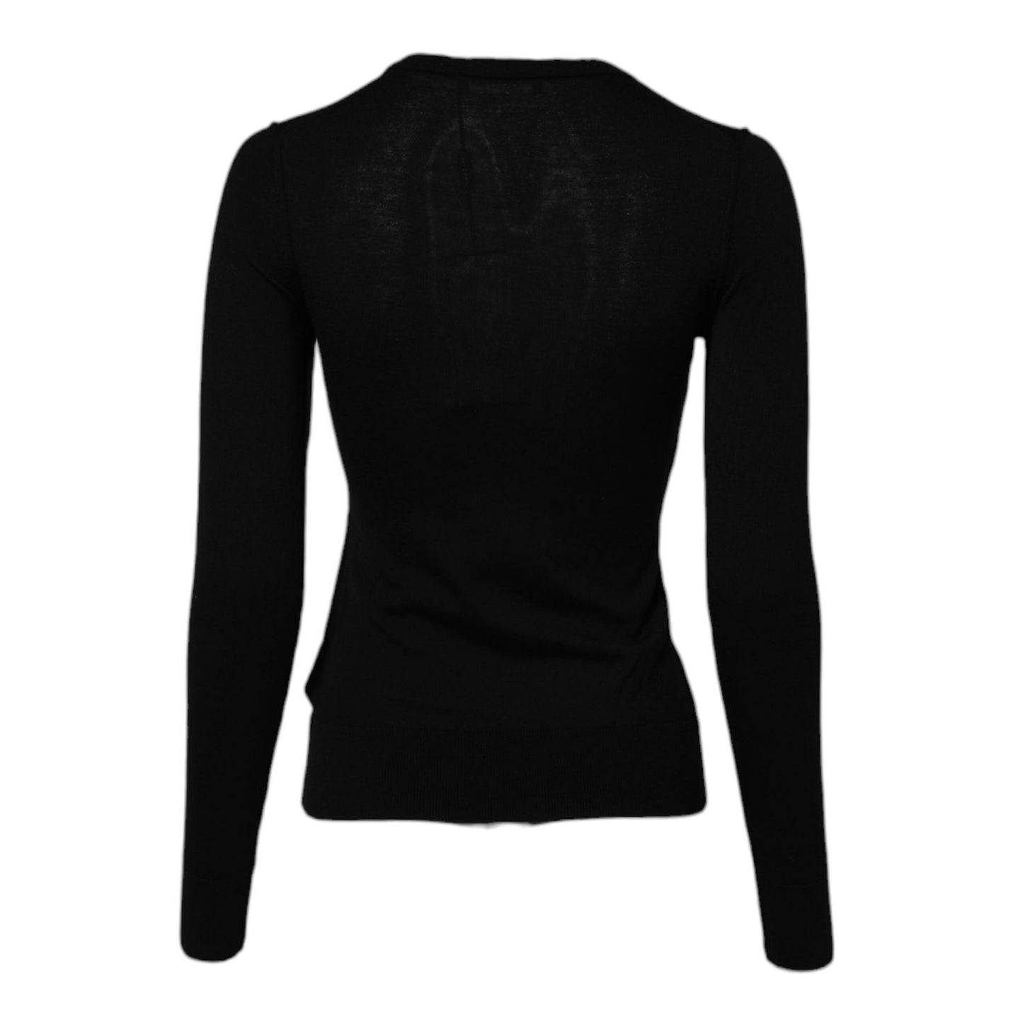 Dolce & Gabbana Black Wool Knit Crew Neck Cardigan Sweater