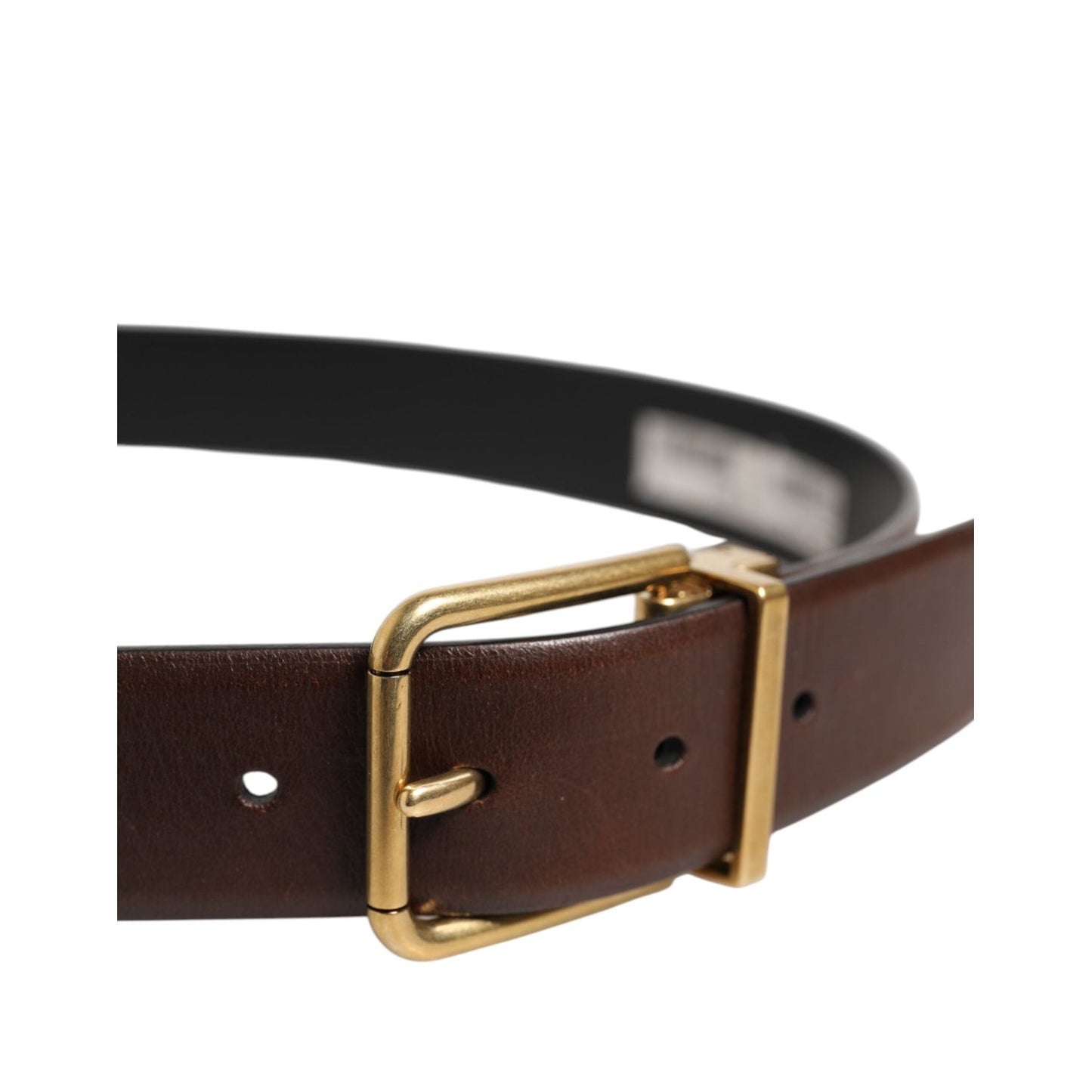 Dolce & Gabbana Brown Classic Gold Metal Logo Buckle Men Belt