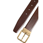 Dolce & Gabbana Brown Classic Gold Metal Logo Buckle Men Belt