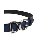 Dolce & Gabbana Blue Classic Silver Metal DG Logo Buckle Belt BEL9463-90