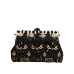 Dolce & Gabbana Black Tassel Gold Baroque Crystal Evening Clutch Bag