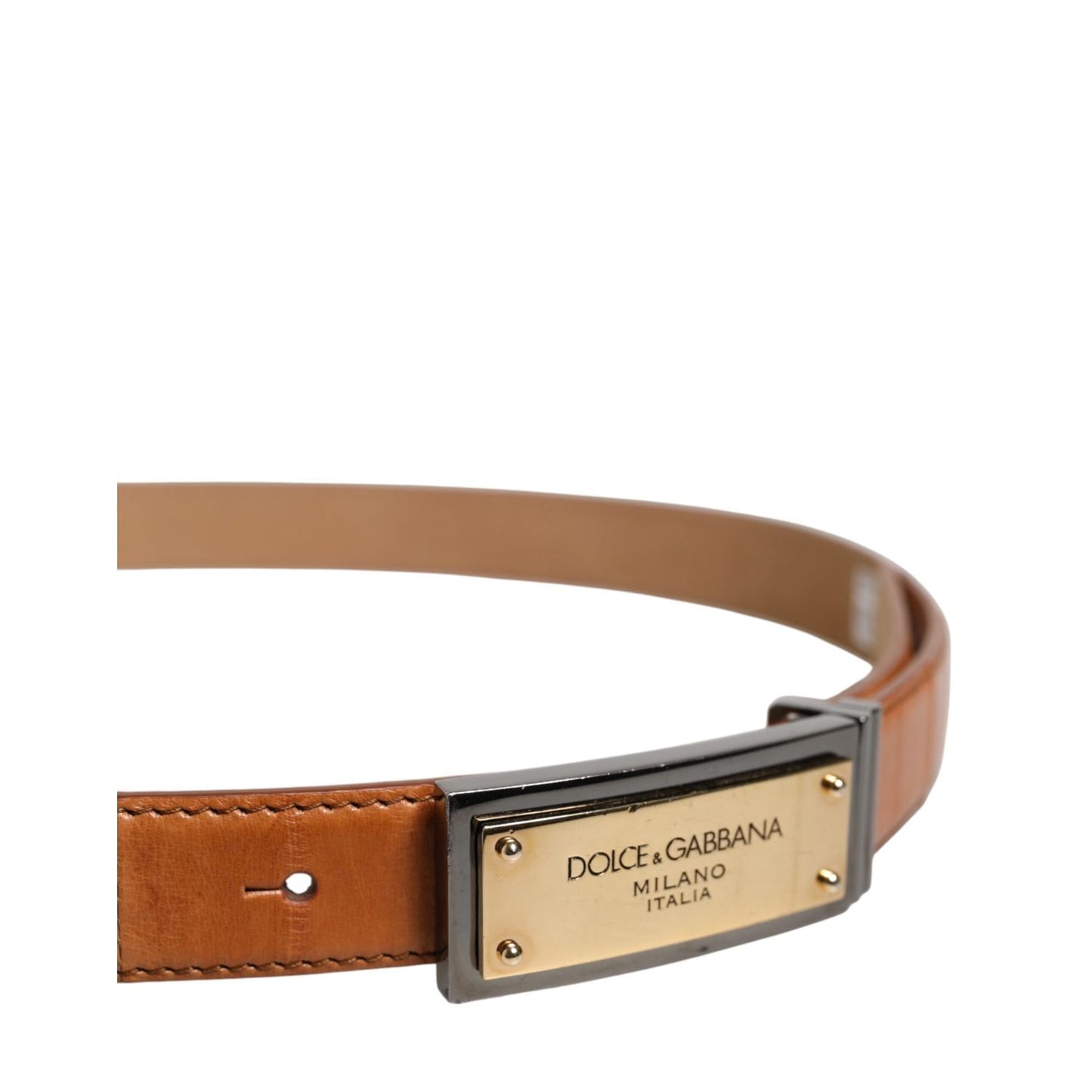 Dolce & Gabbana Browned Off Leather Gold DG Logo Buckle Belt BEL9397-90